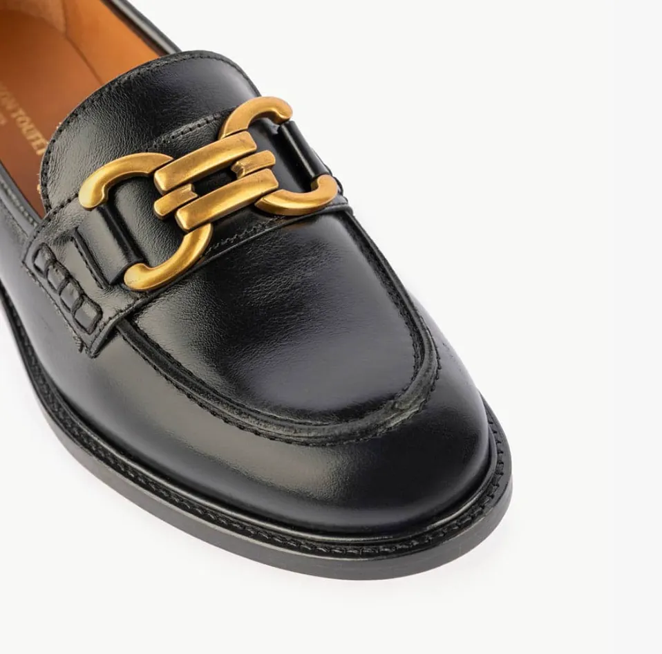 Maison Toufet Lyna Black Leather Loafers