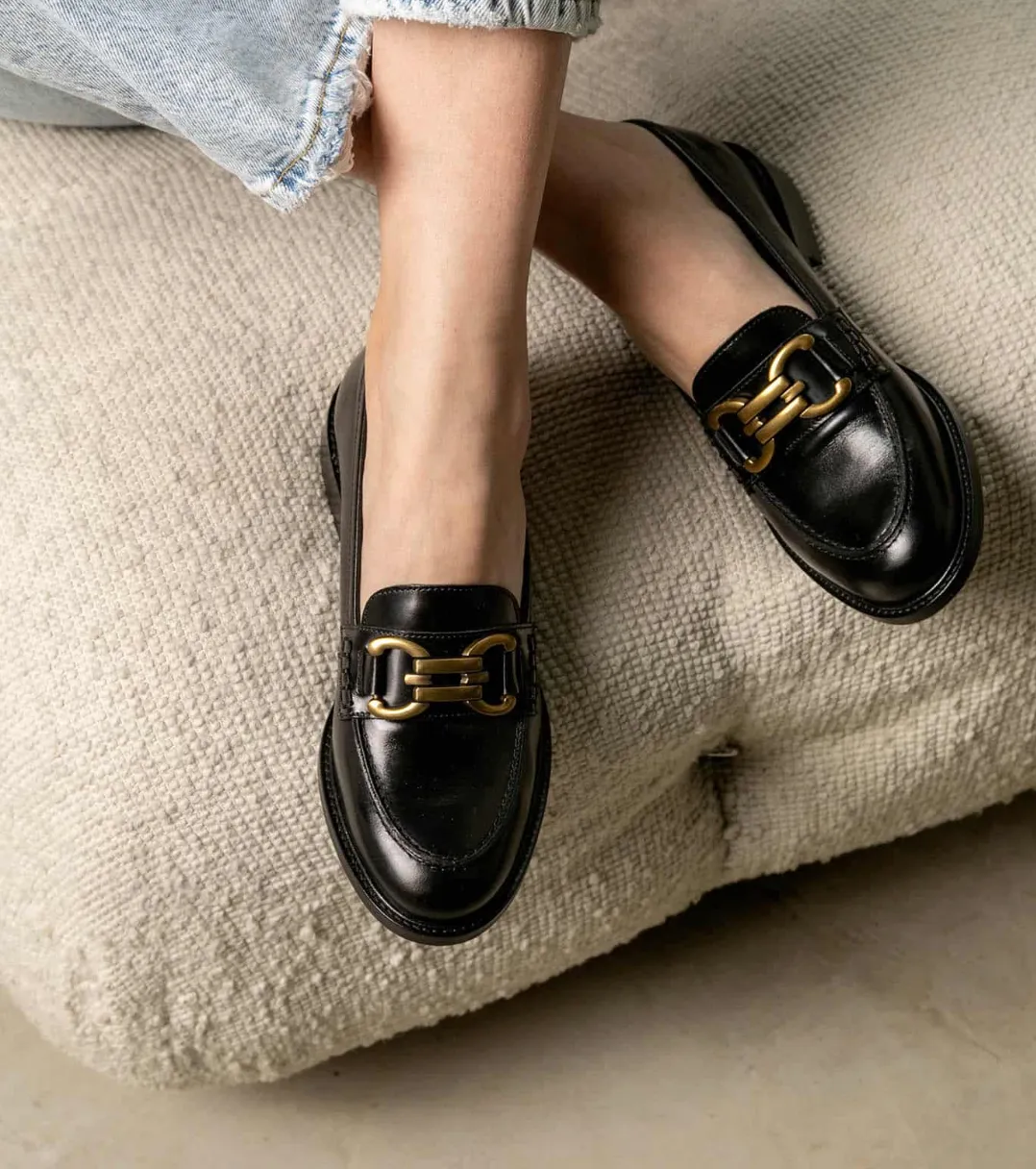 Maison Toufet Lyna Black Leather Loafers