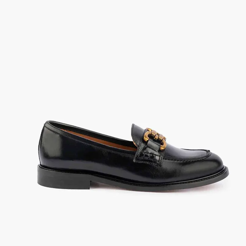 Maison Toufet Lyna Black Leather Loafers