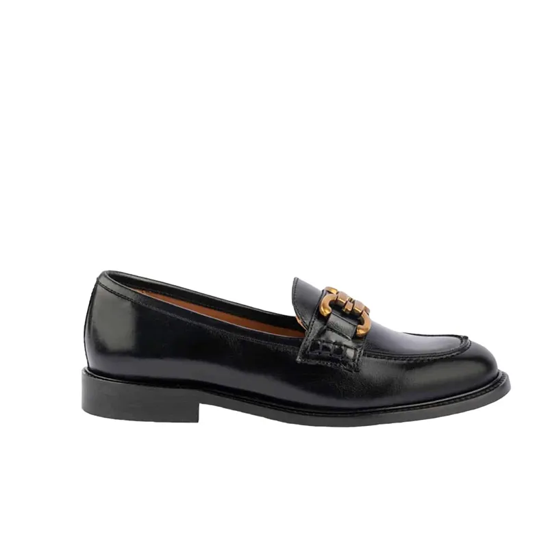 Maison Toufet Lyna Black Leather Loafers