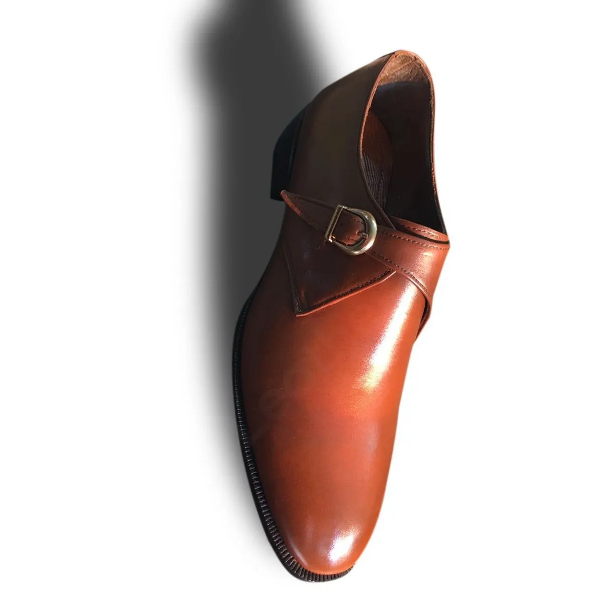 Men Brown Single Monk Genuine Leather Shoes