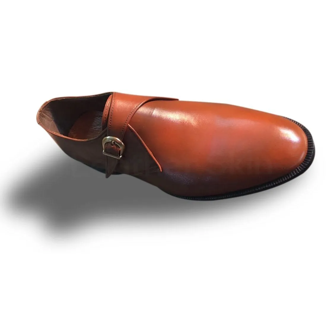 Men Brown Single Monk Genuine Leather Shoes