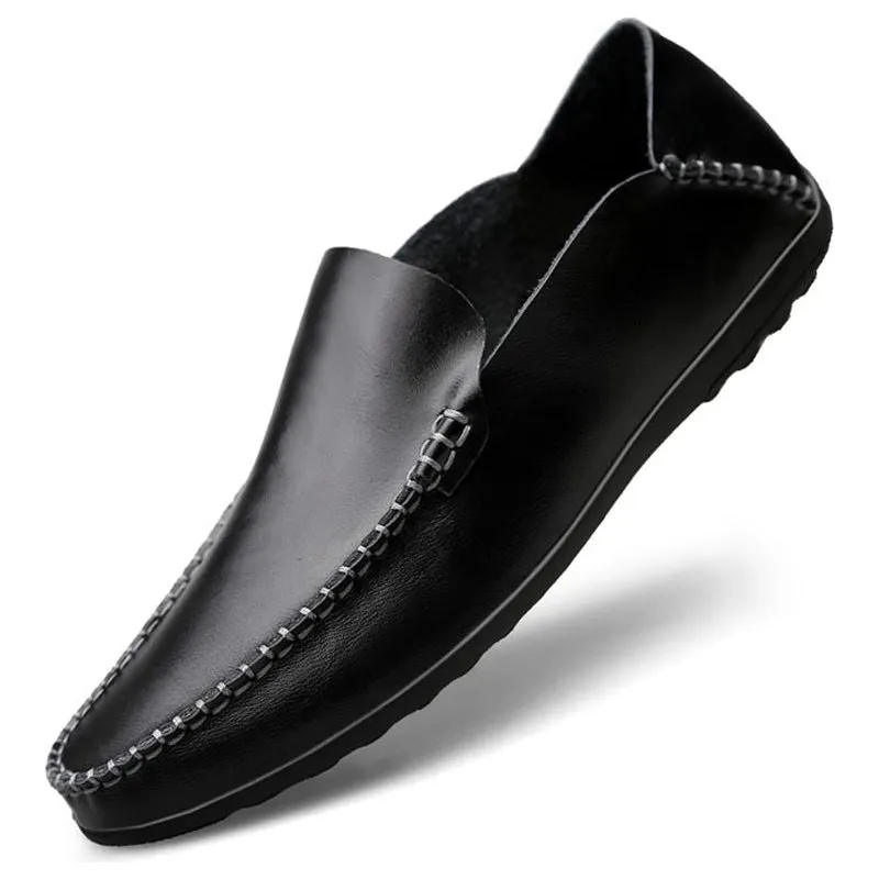 Men's Genuine Split Leather Non-slip Loafer Flats Driving Shoes