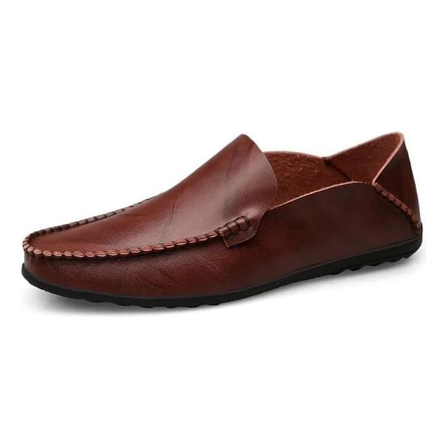 Men's Genuine Split Leather Non-slip Loafer Flats Driving Shoes