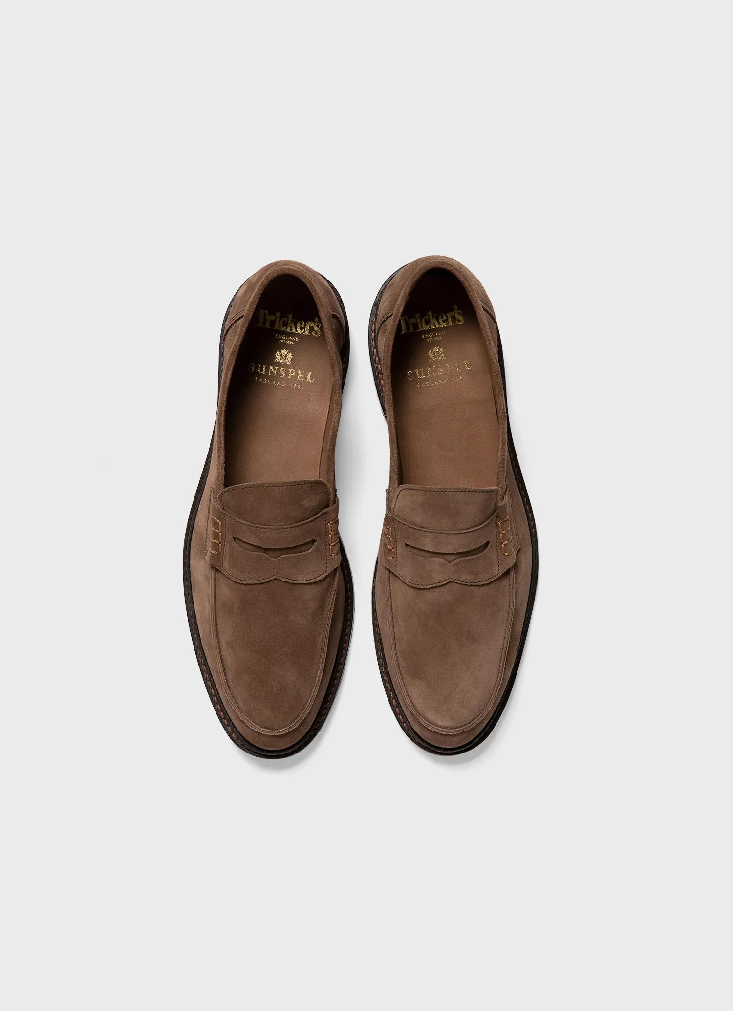 Men's Sunspel and Trickers Suede Loafer in Light Brown