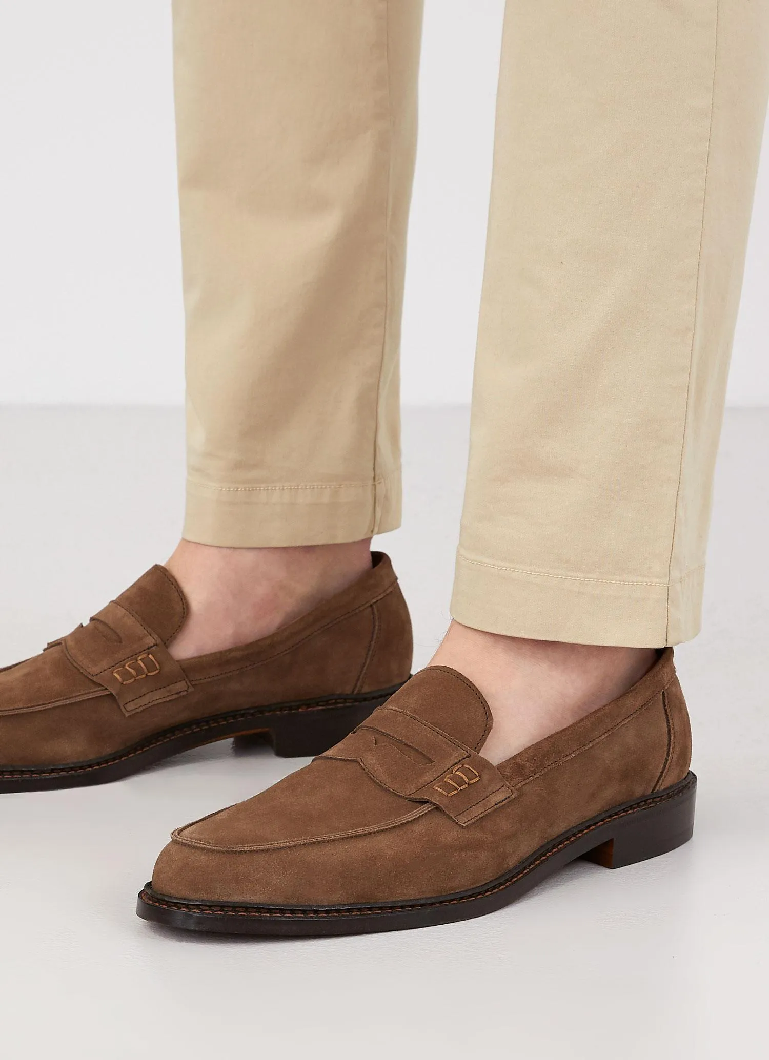 Men's Sunspel and Trickers Suede Loafer in Light Brown