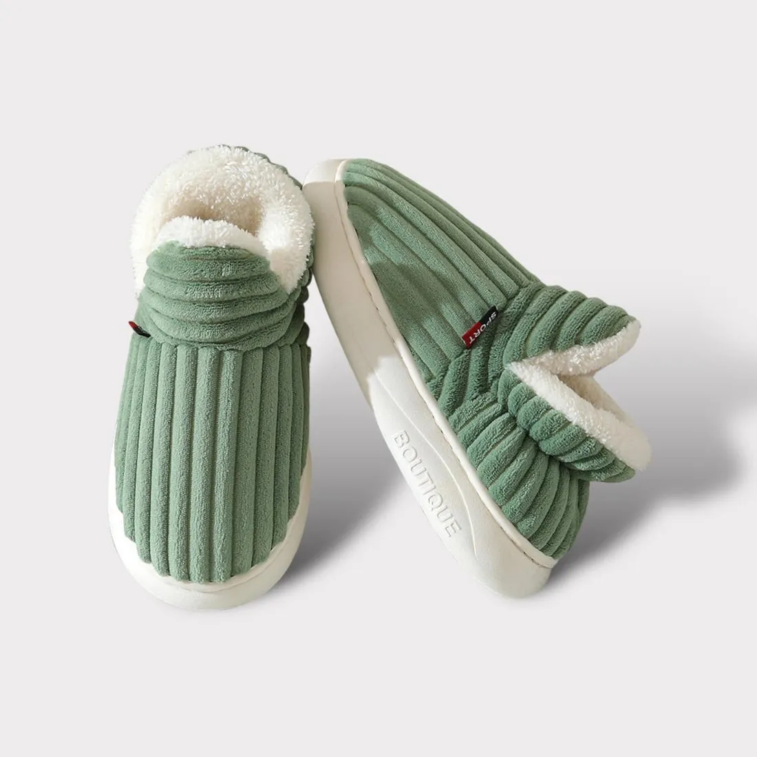 Plush Ribbed Indoor Slippers