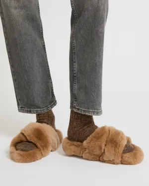 Rex rabbit fur slippers