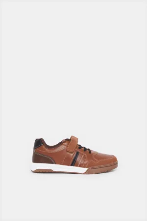 Senior Boys Brown Material Block Sneaker