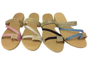 Strappy Rhinestone Toe Strap Sandals