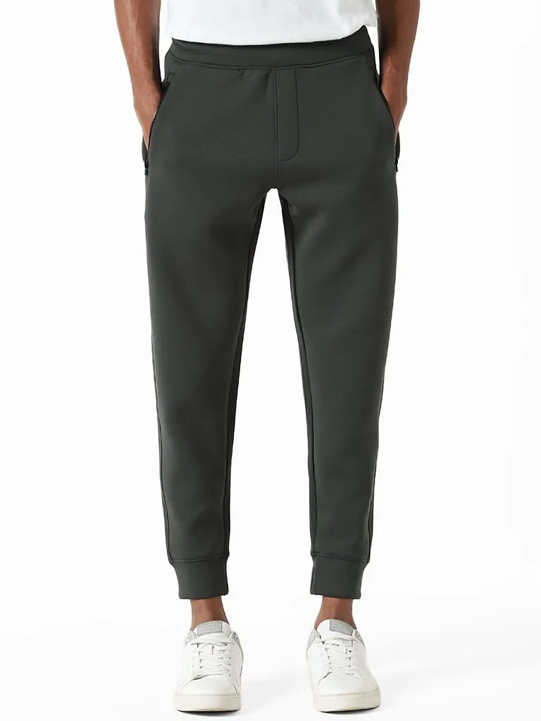 Studiofit Olive Slim-Fit Mid-Rise Joggers