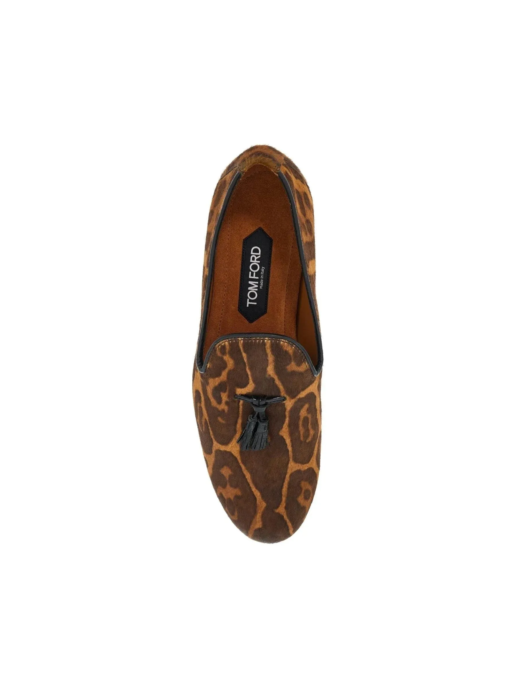 Tasselled Leopard-Print Pony Hair Loafers