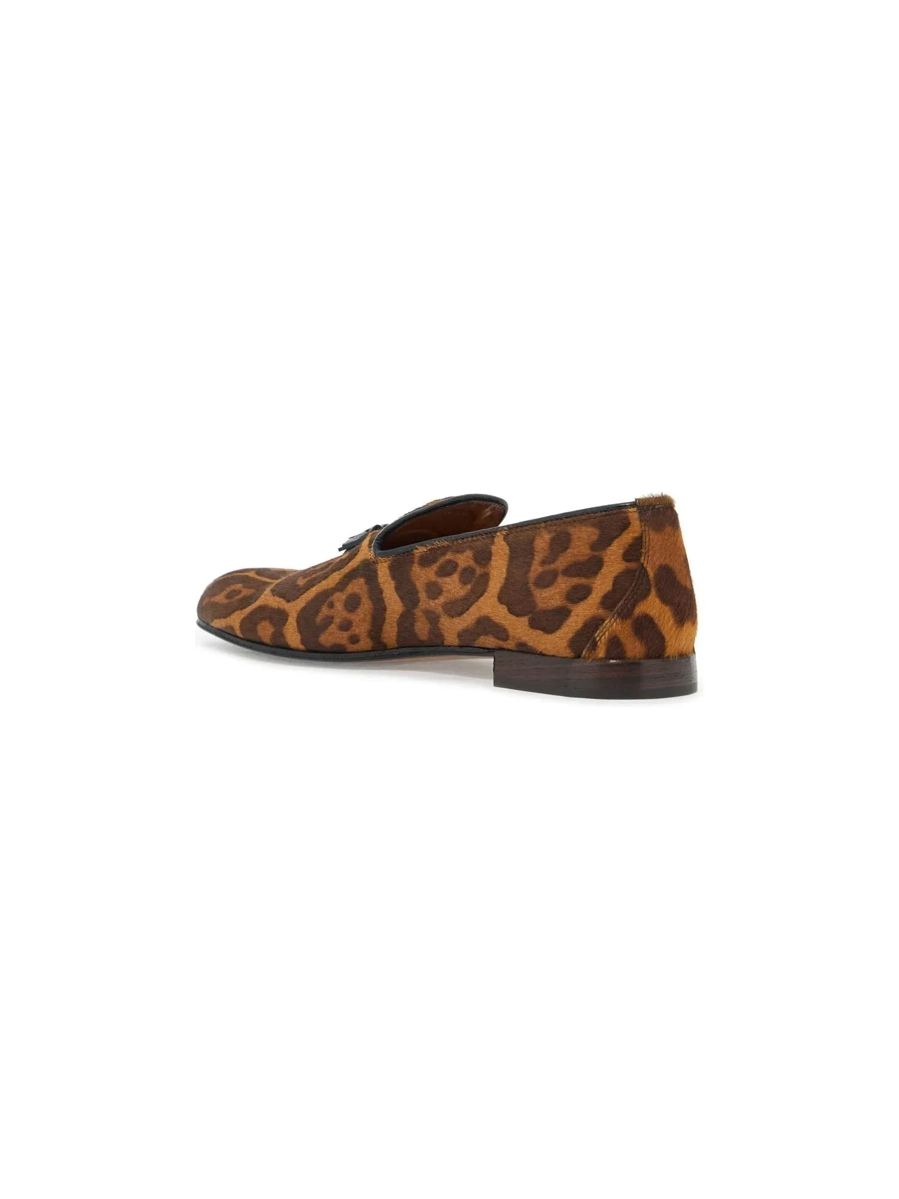 Tasselled Leopard-Print Pony Hair Loafers