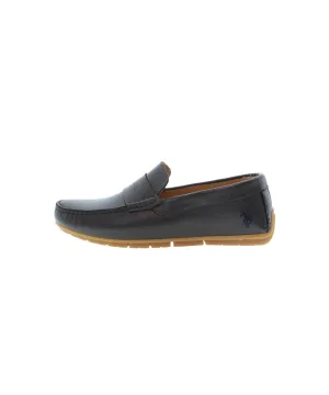 US POLO MENS LEATHER LOAFER WITH RUBBER OUTSOLE