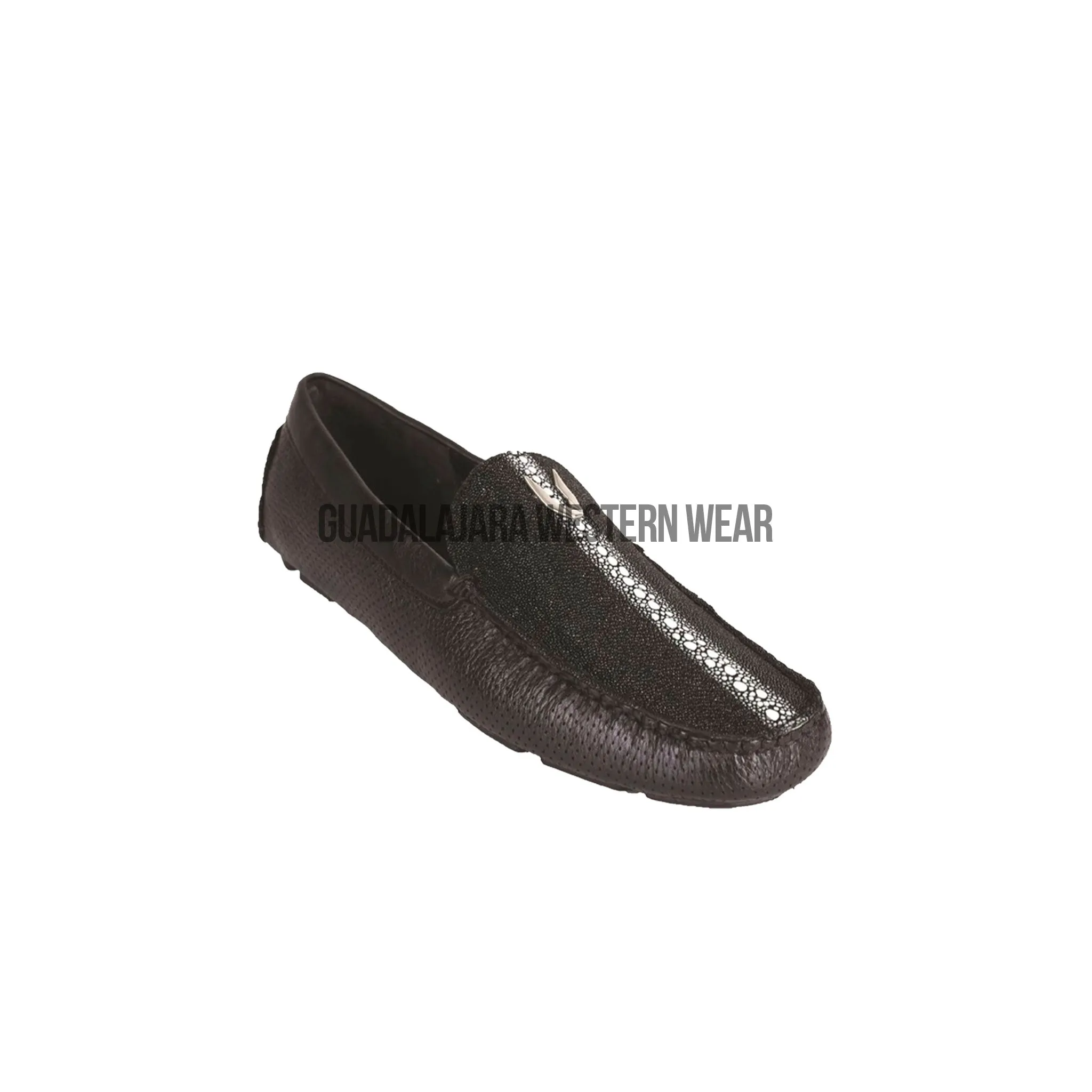 Vestigium Black Stingray Row Stone Loafers