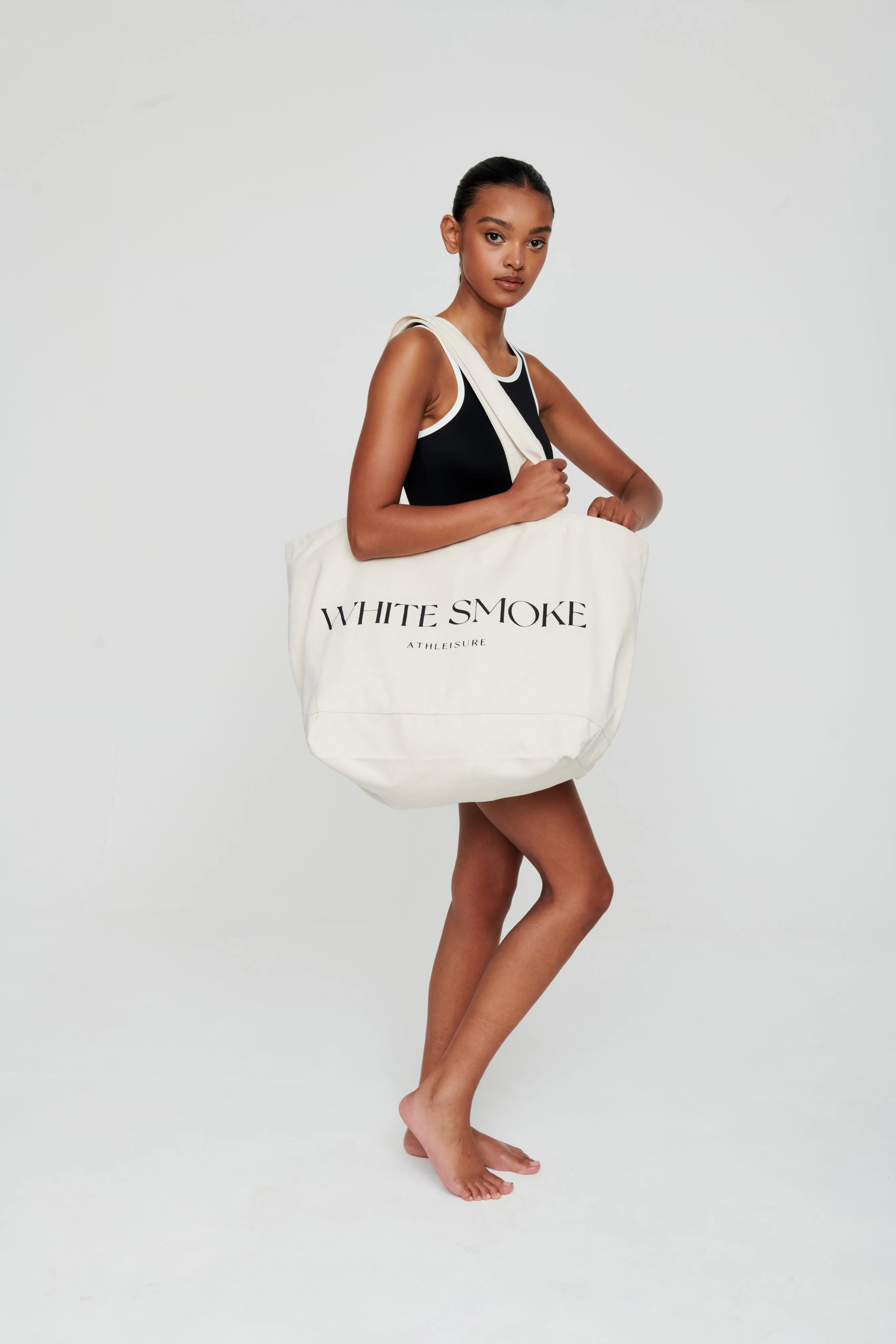 White Oversized White Smoke Canvas Bag