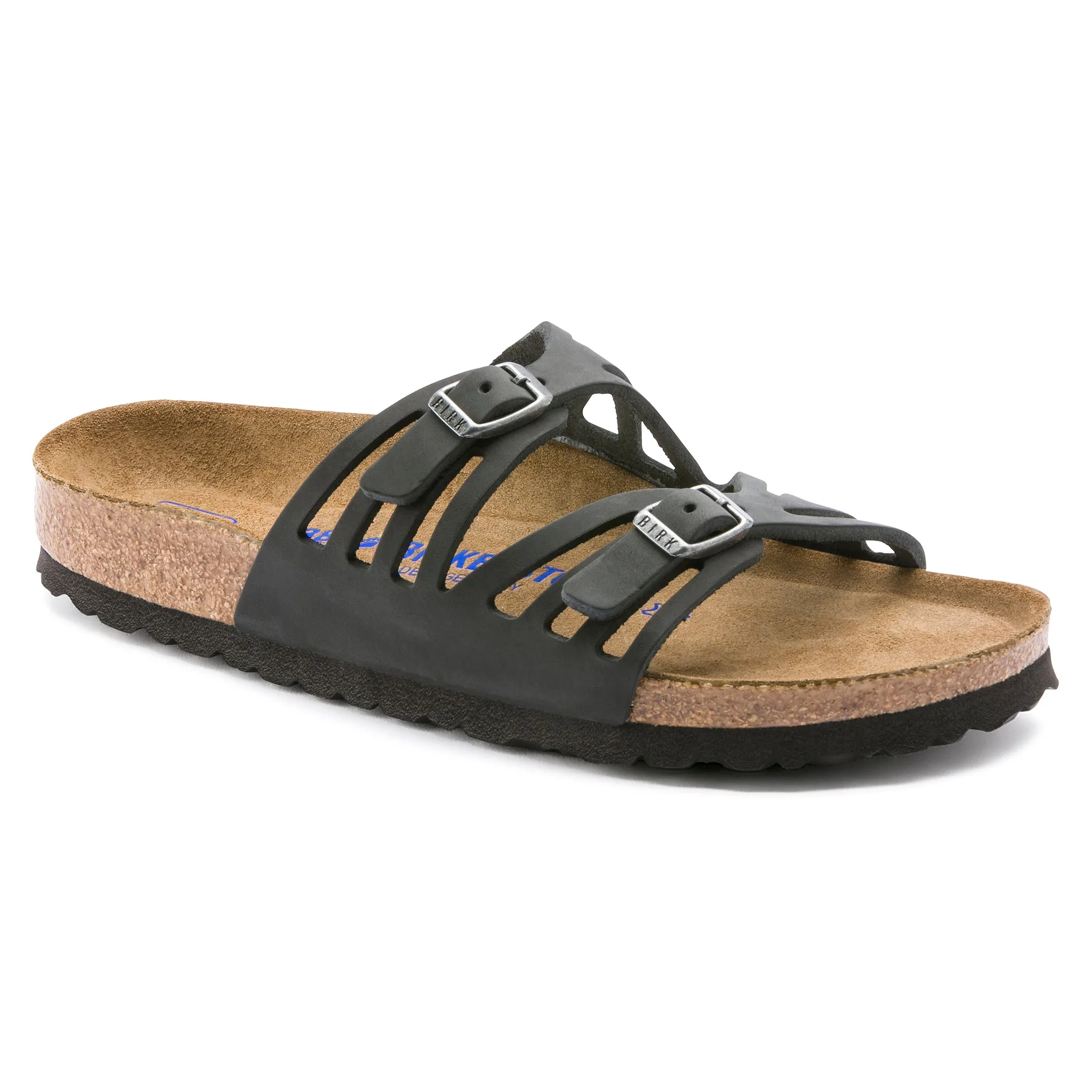 Women's Birkenstock Granada Soft Footbed Oiled Leather Color: Black