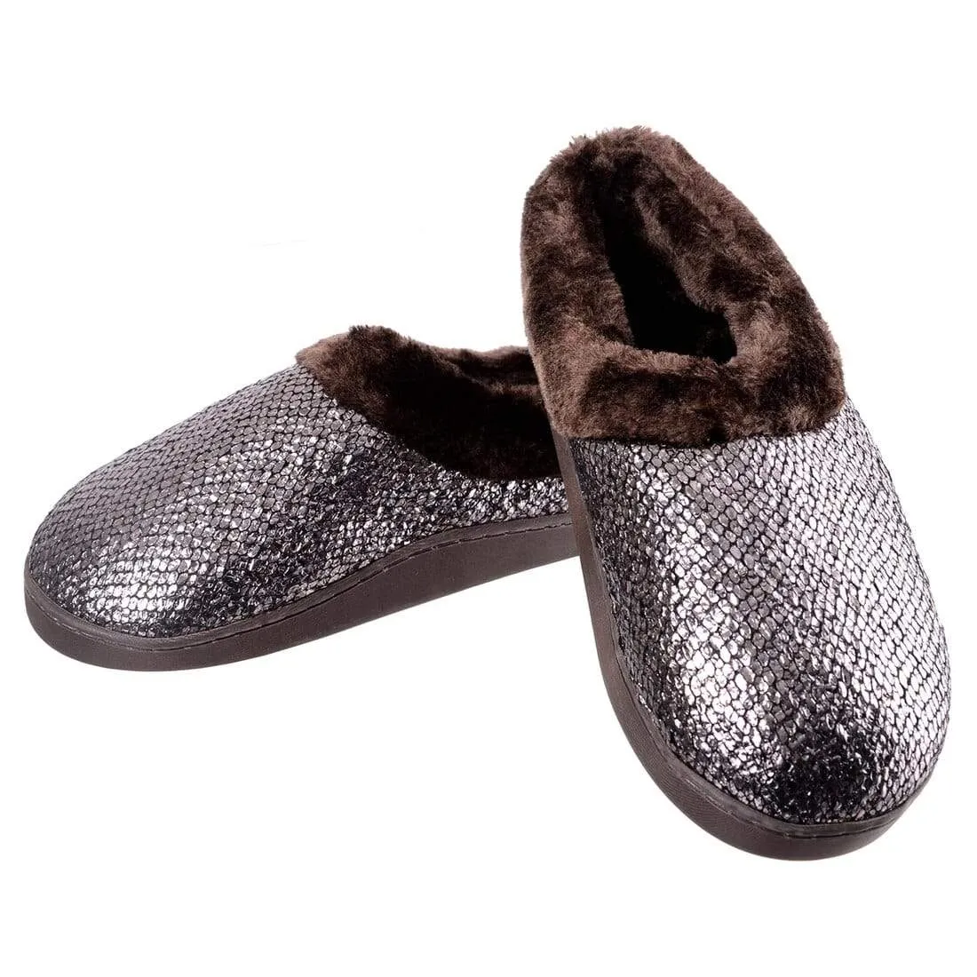 Womens Chloe Slip On Mule Slippers With Faux Fur Lining