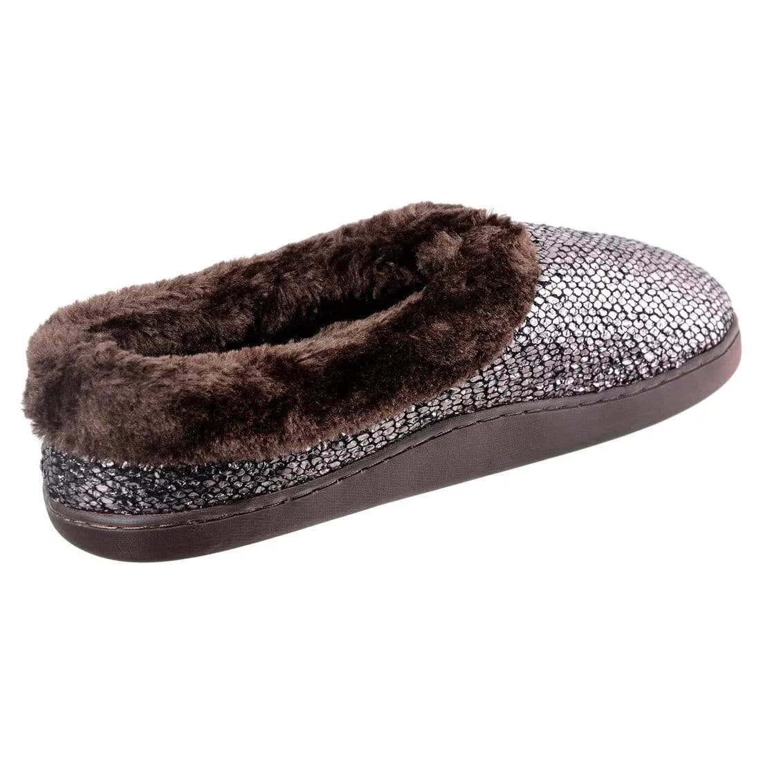 Womens Chloe Slip On Mule Slippers With Faux Fur Lining