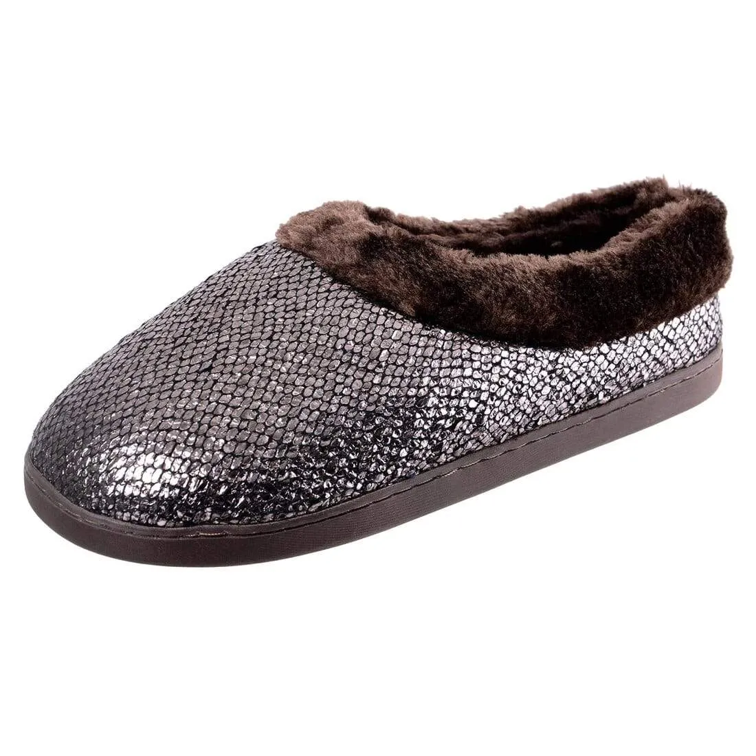 Womens Chloe Slip On Mule Slippers With Faux Fur Lining