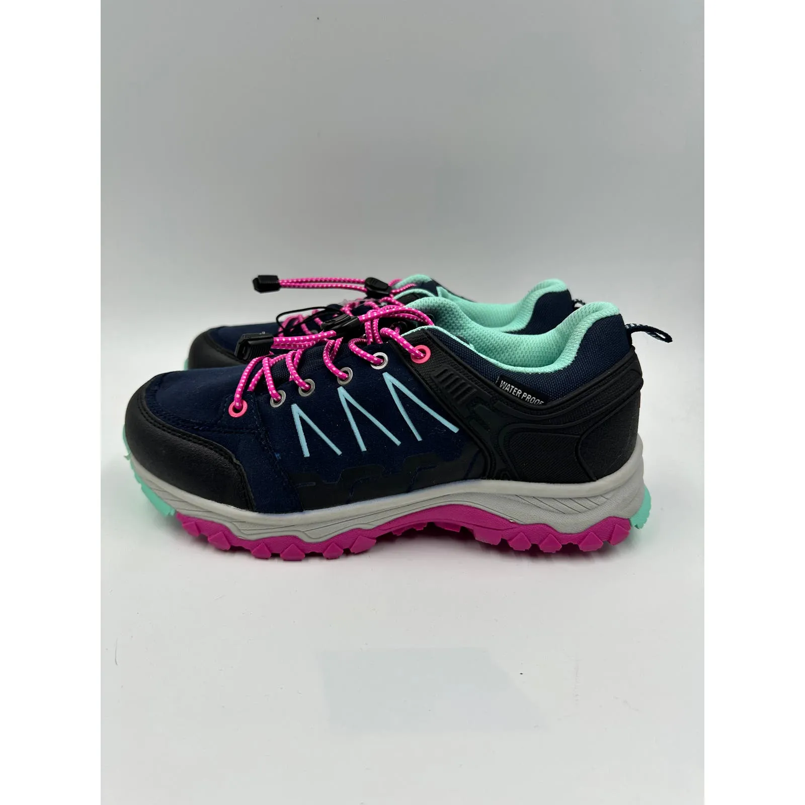 Women's Size 5.5, Low Top Blue Hikers w/ Aqua and Pink Accents and Rugged Tread