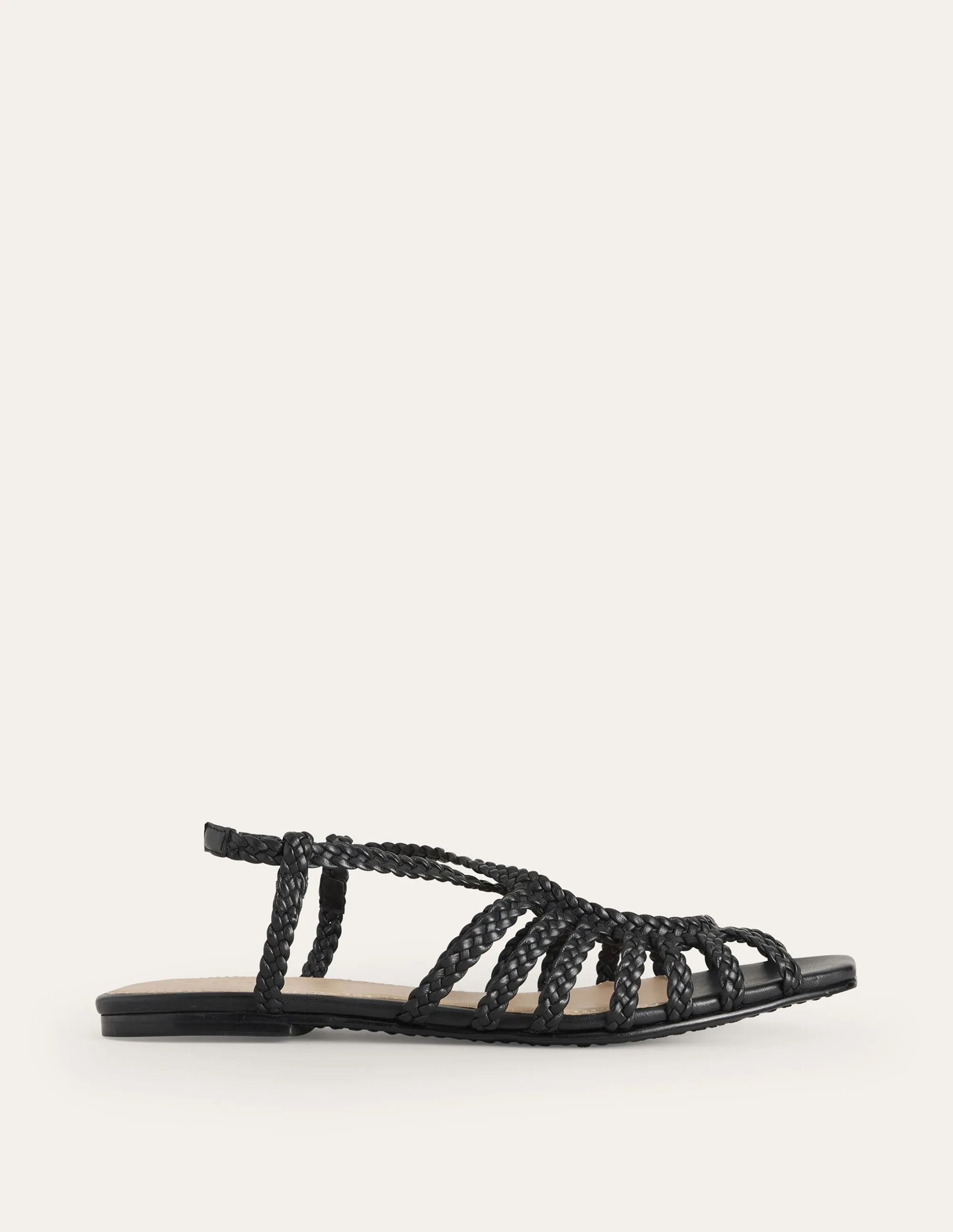 Woven Multistrap Flat Sandals-Black